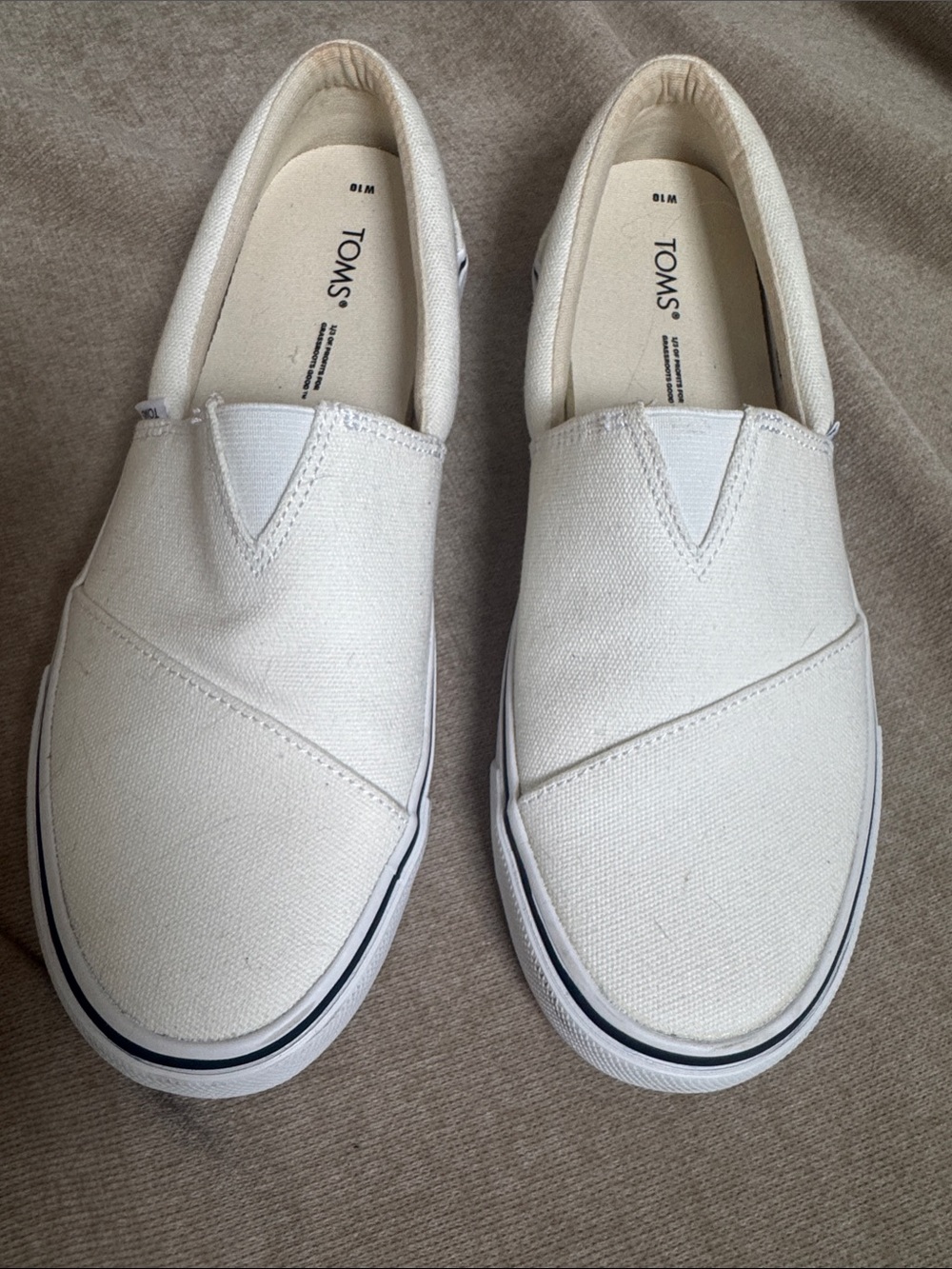 Toms Cream Canvas Slip-On Shoes